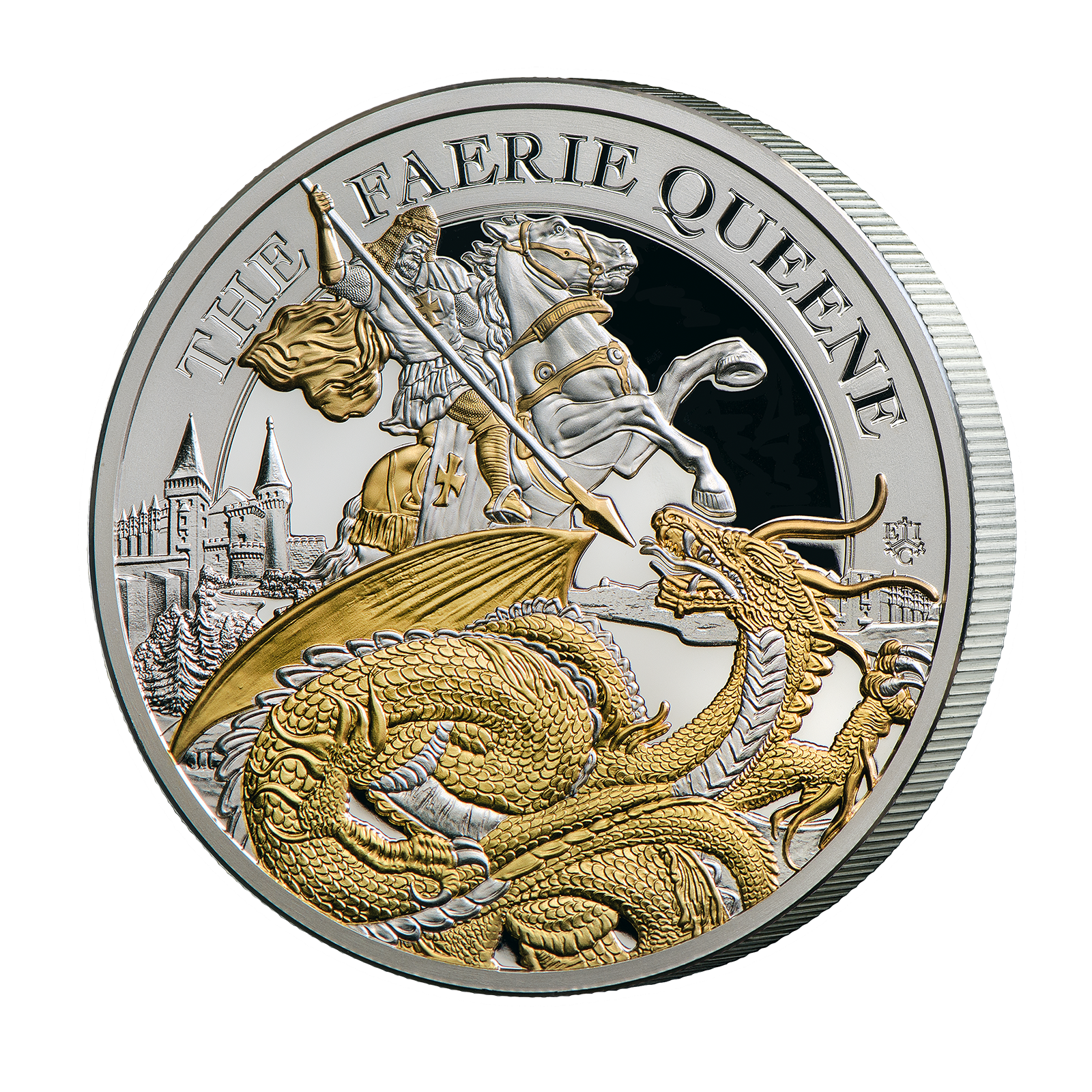 2024 Faerie Queene Redcrosse & the Dragon 2oz Silver Proof Coin with Selective Gold Plating