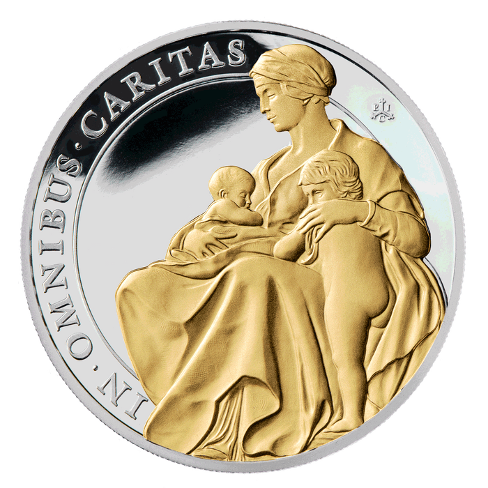 2022 Queens Virtue Charity 1oz Silver Proof Coin with Selective Gold Plate
