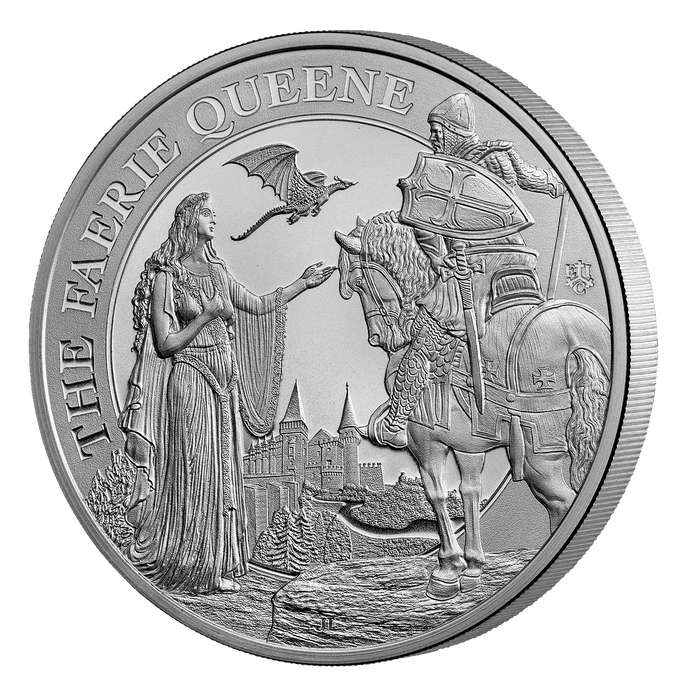 2023 Faerie Queene Una & Redcrosse 1oz (0.999Ag) Silver £1 BU coin in Card